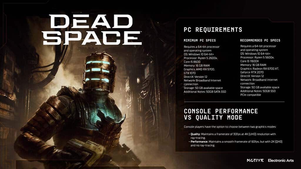 Dead Space Remake Specification Required