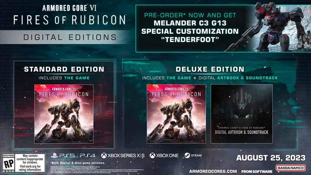 Armored Core 6: Fires of Rubicon Standard Edition & Deluxe Edition